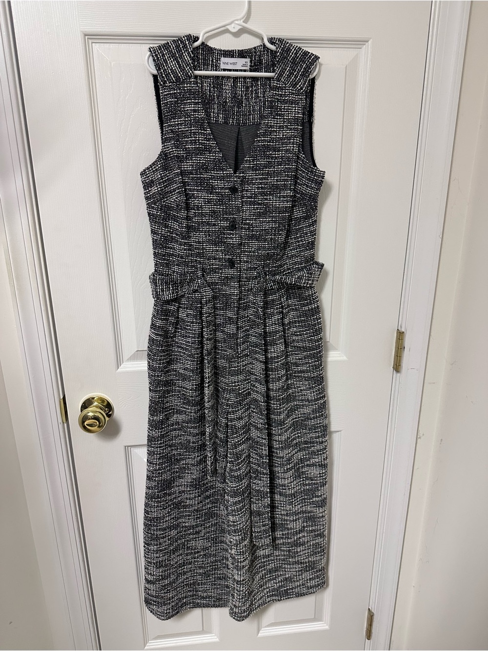 Nine West Black and White Tweed Jumpsuit